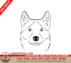 Husky Face SVG - Outline Clipart SVG