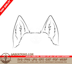 Husky Ears SVG Clipart - Outline Design