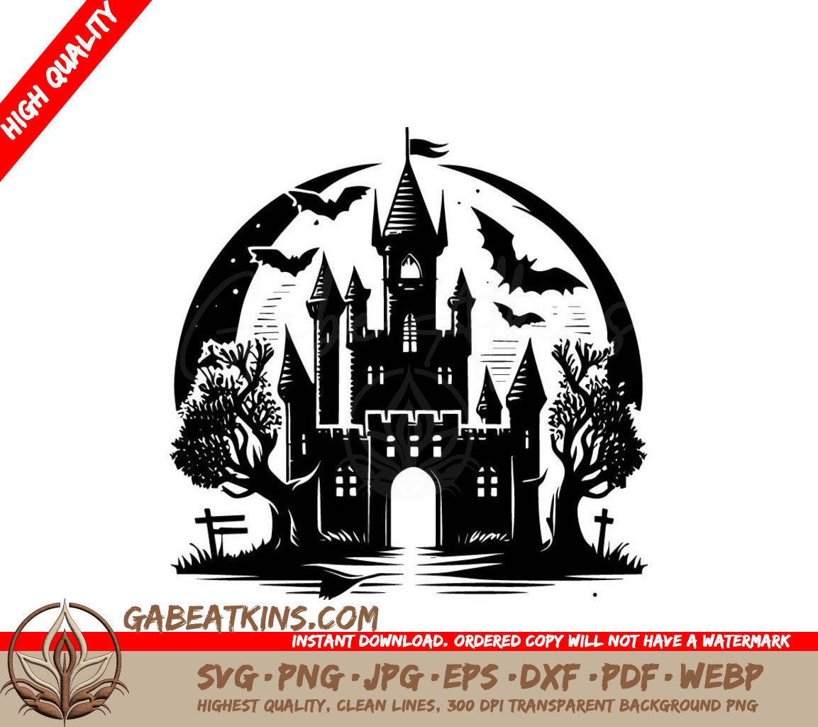 Castle with Bats SVG - Vector Design for Branding SVG