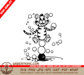 Cartoon Tiger Juggling Balloons SVG -  Illustration SVG