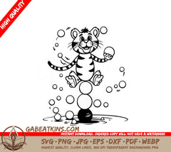 Cartoon Tiger Juggling Balloons SVG -  Illustration SVG