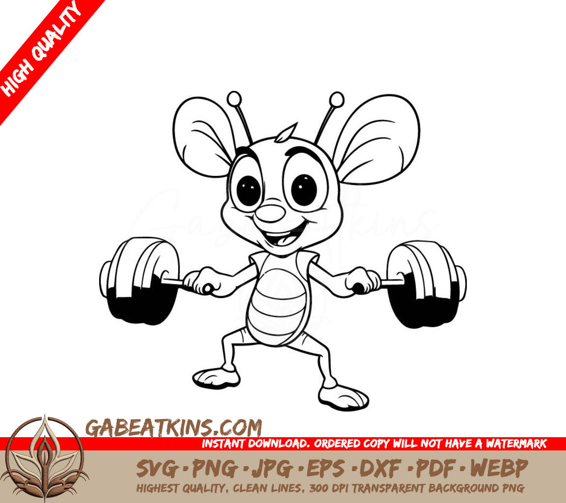 Bee Lifting Barbell SVG - Fitness Exercise Illustration SVG