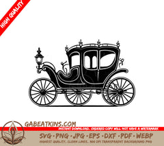 Regal Horse Drawn Carriage SVG - Wedding Emblem Design SVG