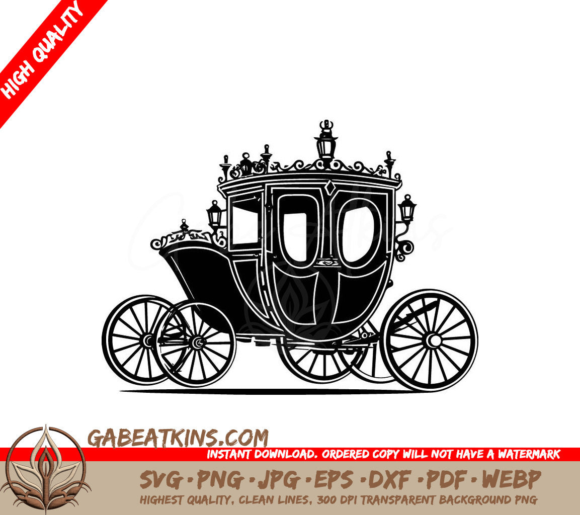 Horse Drawn Carriage SVG - Royal Wedding Carriage Design SVG