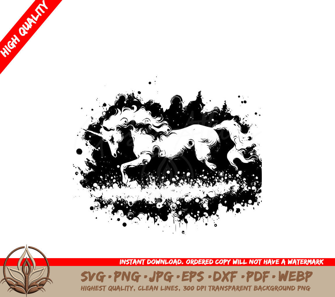 Unicorn Magic Ink-splashed SVG Art Files