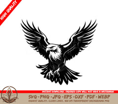 A Black And White Image Of An Eagle With Its Wings Spread