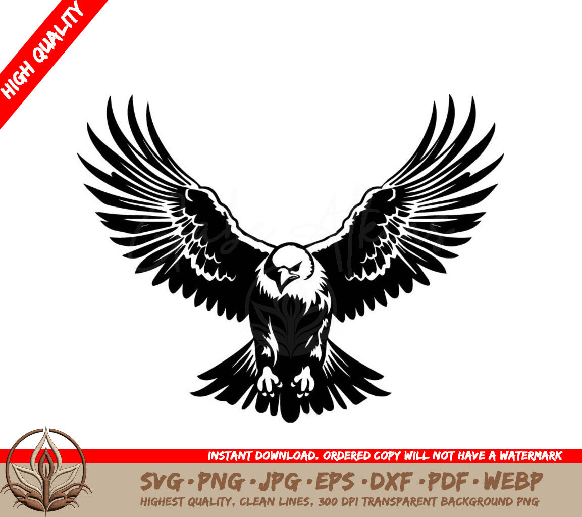Inked Majesty Eagle Tattoo Style Emblem Winged Revival Skull Wing Span Vector Logo SVG