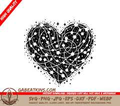 A Heart Surrounded By Stars SVG - Interconnected Hearts SVG