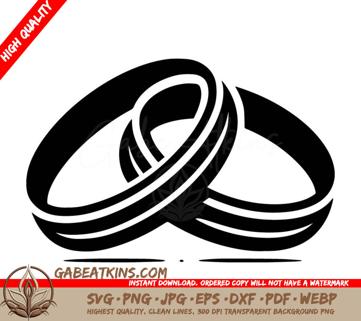 Two Wedding Rings On A White Background SVG - Intertwined Rings SVG