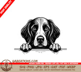 Irish Setter Peeking Over Wall SVG - Dog Paw Print Design SVG