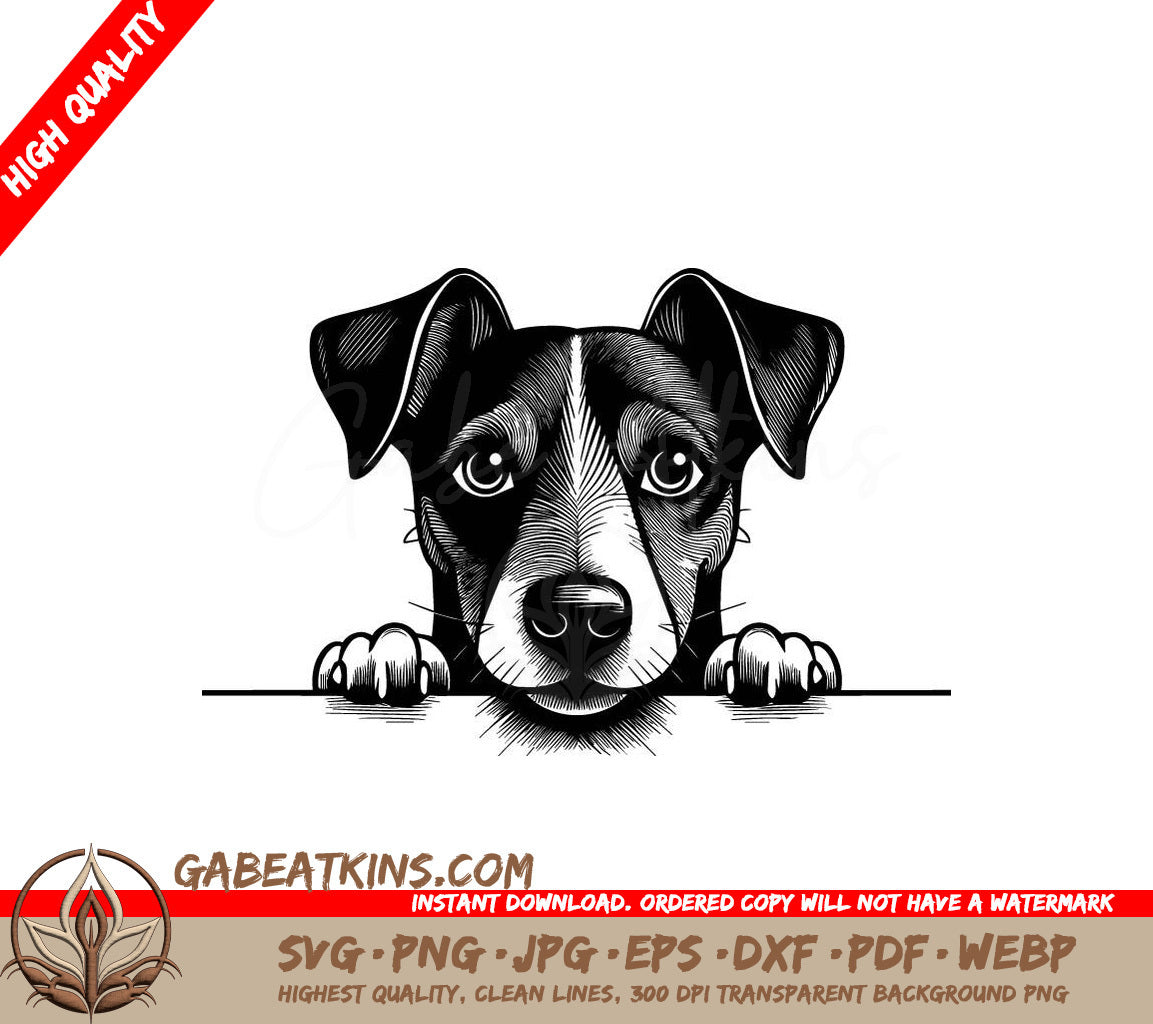 Jack Russell Terrier Peeking Over Wall SVG SVG