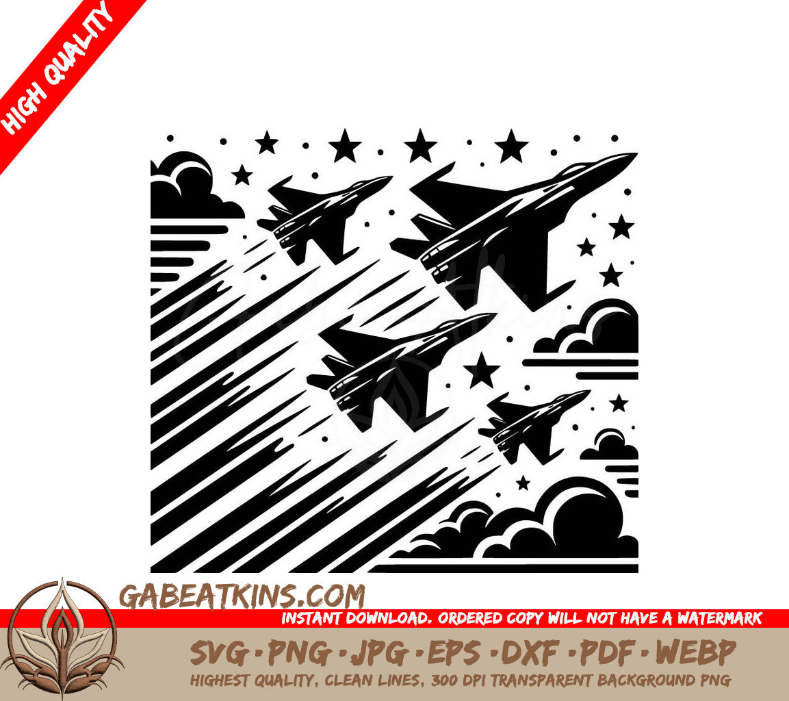 Fighter Jets Flying Through The Sky SVG - Jet Fighters Soaring SVG