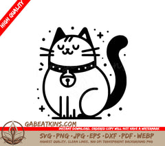 A Cat With A Bell Around Its Neck SVG - Jingle Bell Kitty SVG