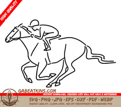 A Jockey Riding A Horse . SVG - Jockey riding race horse Isolated on white background Vector illustrationxA SVG