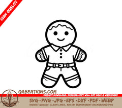 A Gingerbread Man SVG - Jolly Gingerbread Man SVG