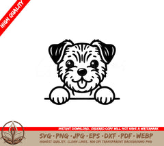 Joyful Border Terrier Peek SVG