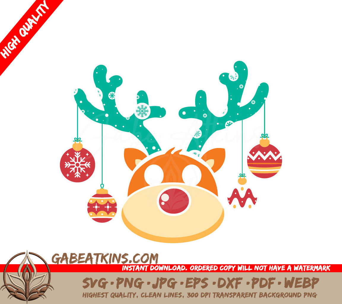 Kawaii Reindeer with Christmas Ornaments SVG SVG