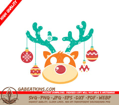 Kawaii Reindeer with Christmas Ornaments SVG SVG