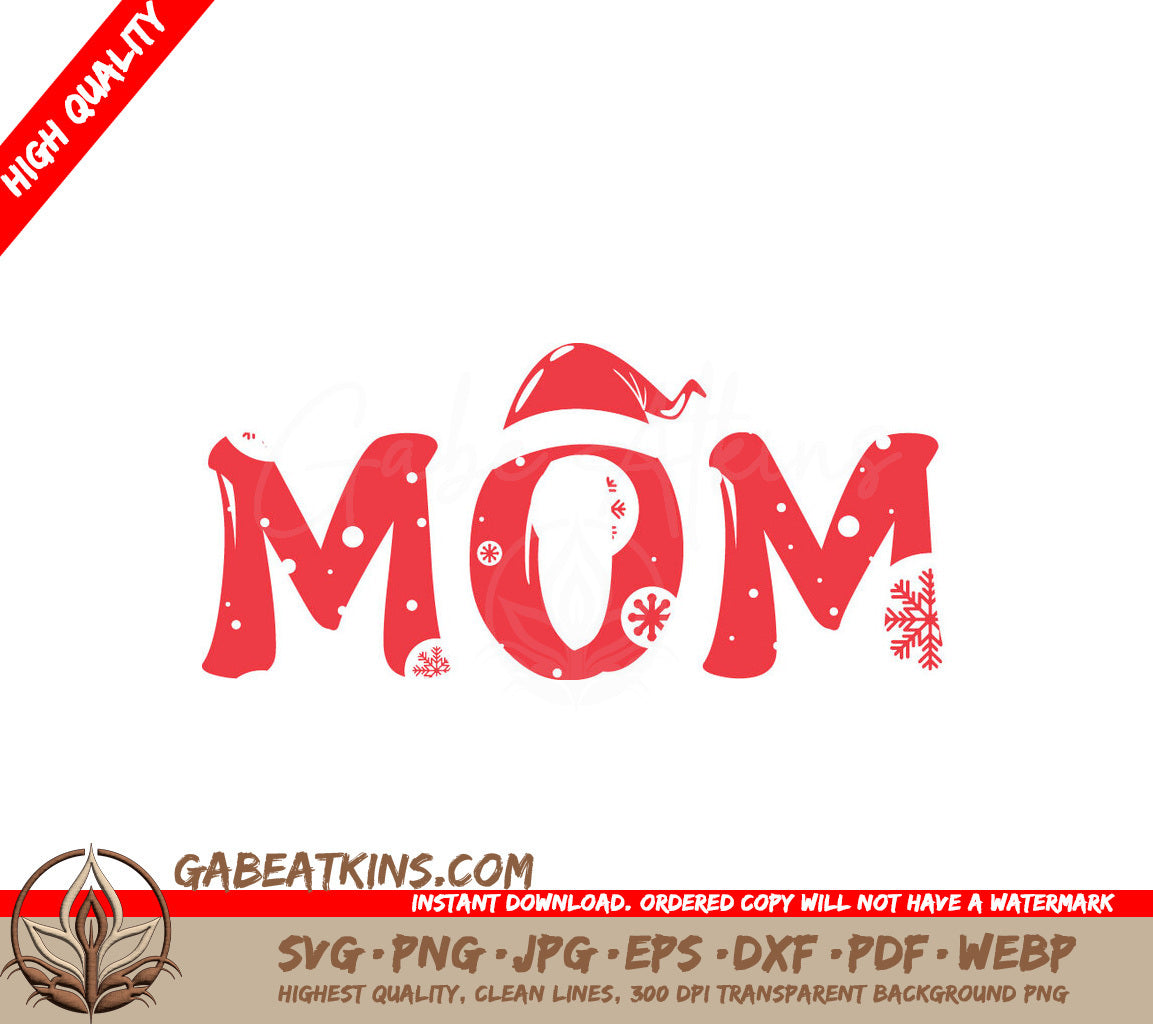 Kawaii Christmas Mom SVG Bundle - Snowflake & Santa Hat Design SVG