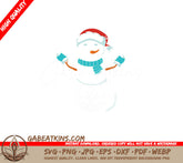Kawaii Snowman with Santa Hat & Scarf SVG - Christmas Clipart SVG
