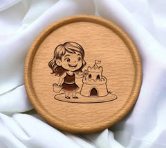 Little Girl Building Sandcastle SVG - Kids Activity Illustration SVG