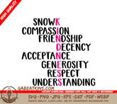 Kindness, Compassion & Friendship SVG Design - Acceptance, Understanding & Decency SVG