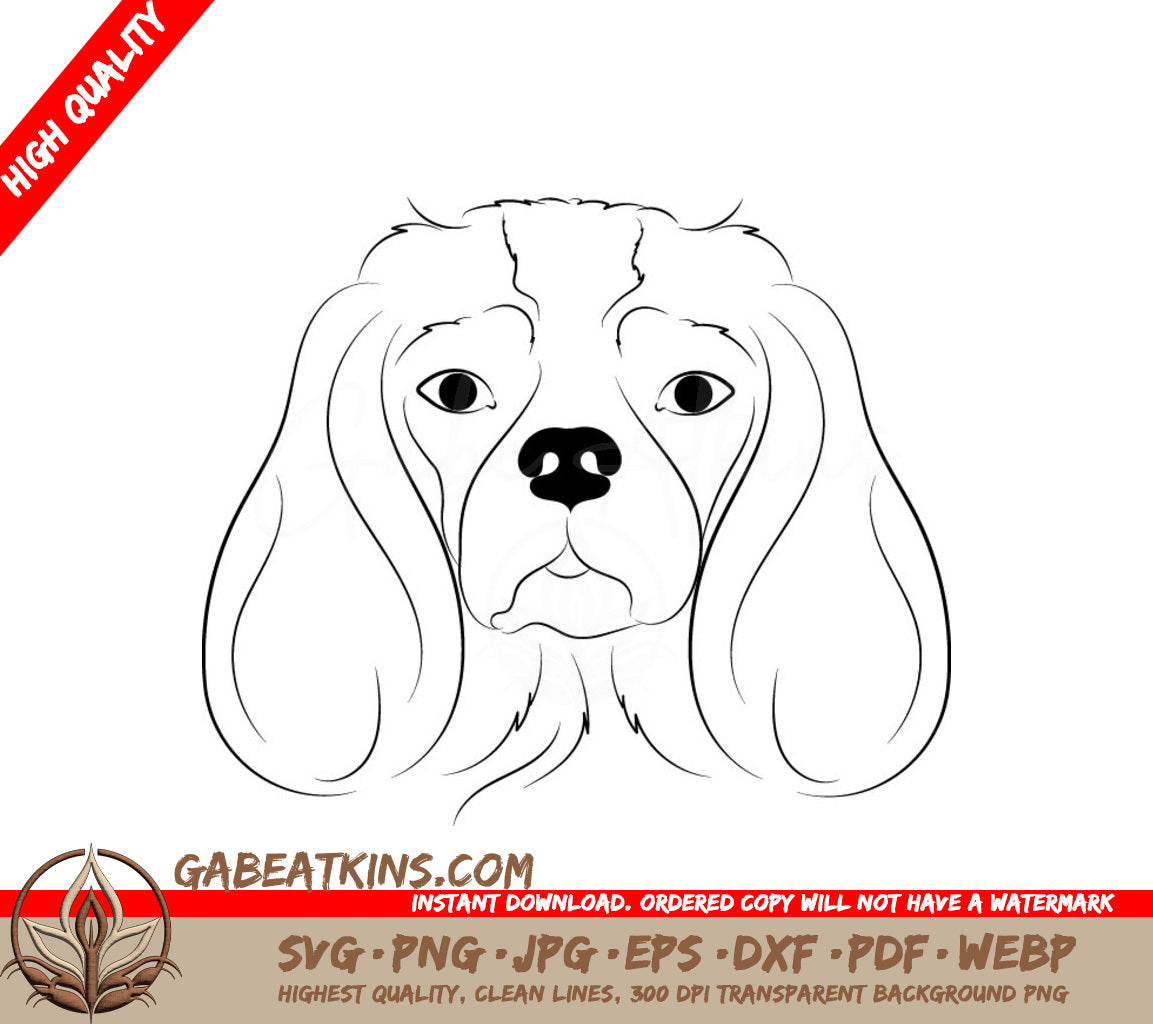 King Charles Cavalier Spaniel Face - SVG Drawing SVG