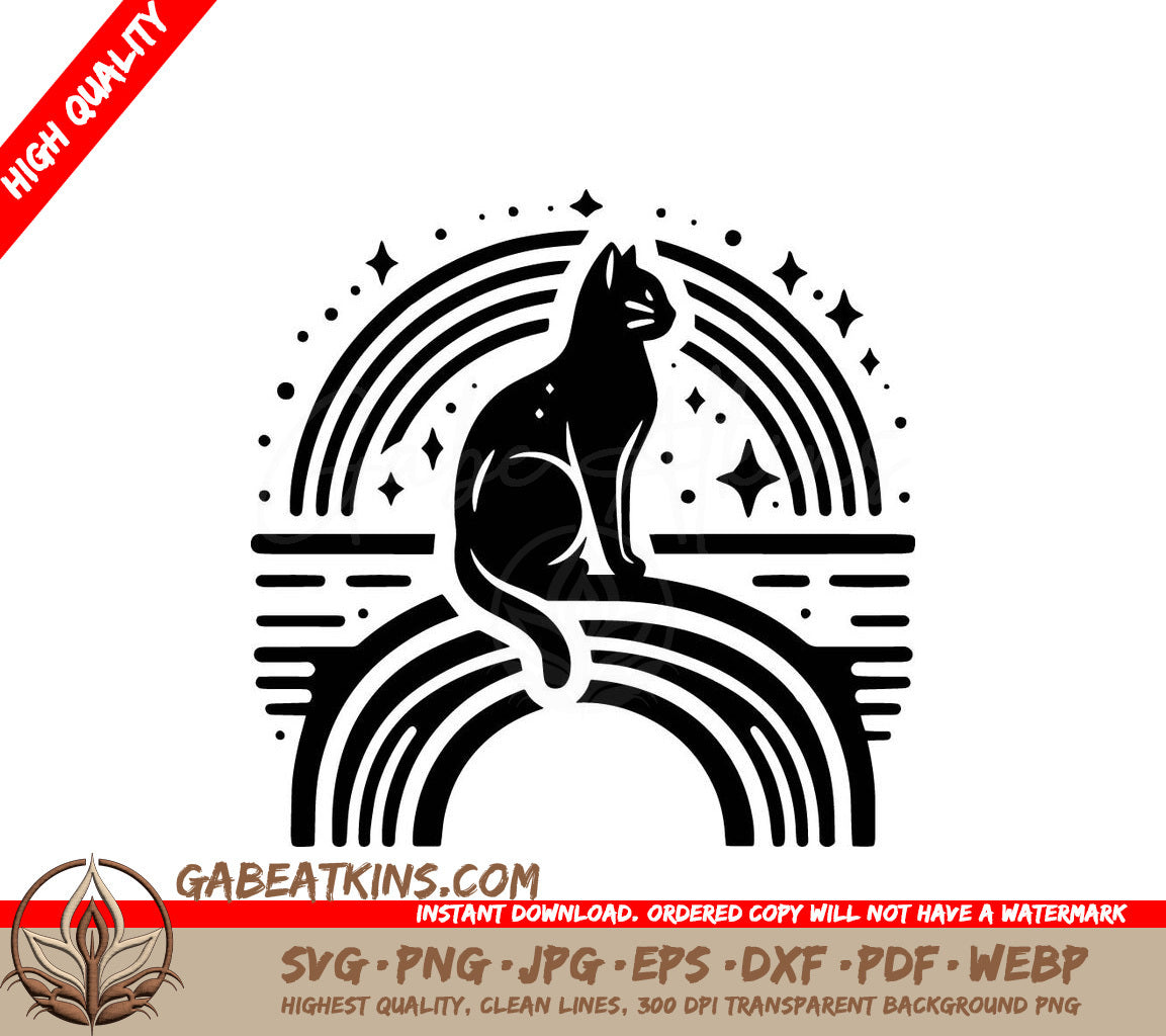 A Cat Sitting On A Rainbow SVG - Kitty Bridge SVG