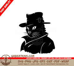 A Cat Wearing A Hat SVG - Kitty Detective SVG