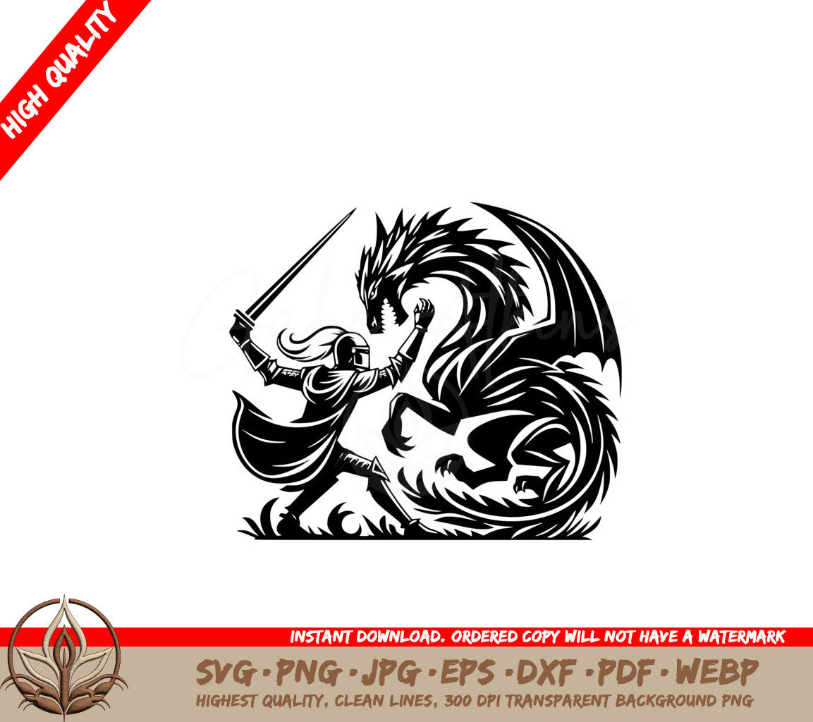 Knight VS Dragon SVG - Digital Product in multiple formats