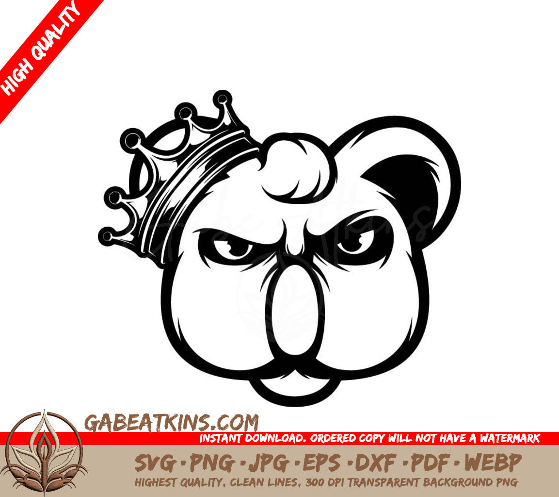 Bear King Crown SVG - Outline Version SVG