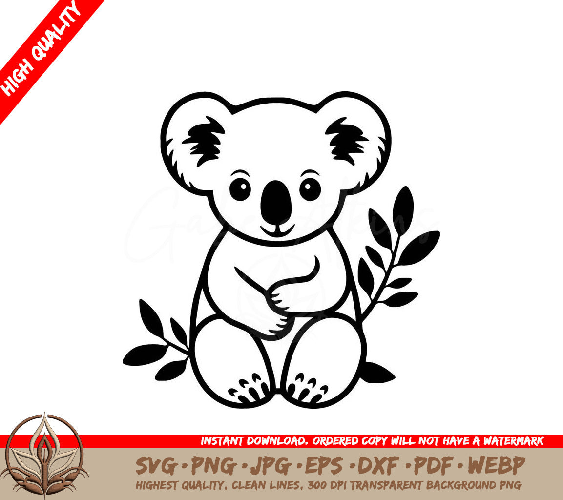 A Koala Bear Is Sitting In A Tree With Leaves