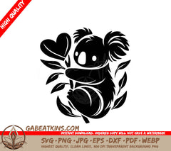A Koala Bear Holding A Heart SVG - Koala Heart Embrace SVG
