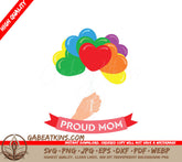 LGBTQ+ Proud Mom Heart Balloon SVG - Hand-Holding Bouquet Design SVG
