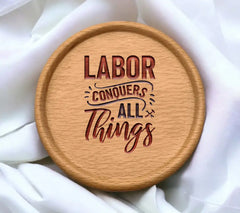 Labor Conquers All Things - Red, White & Blue SVG Design SVG