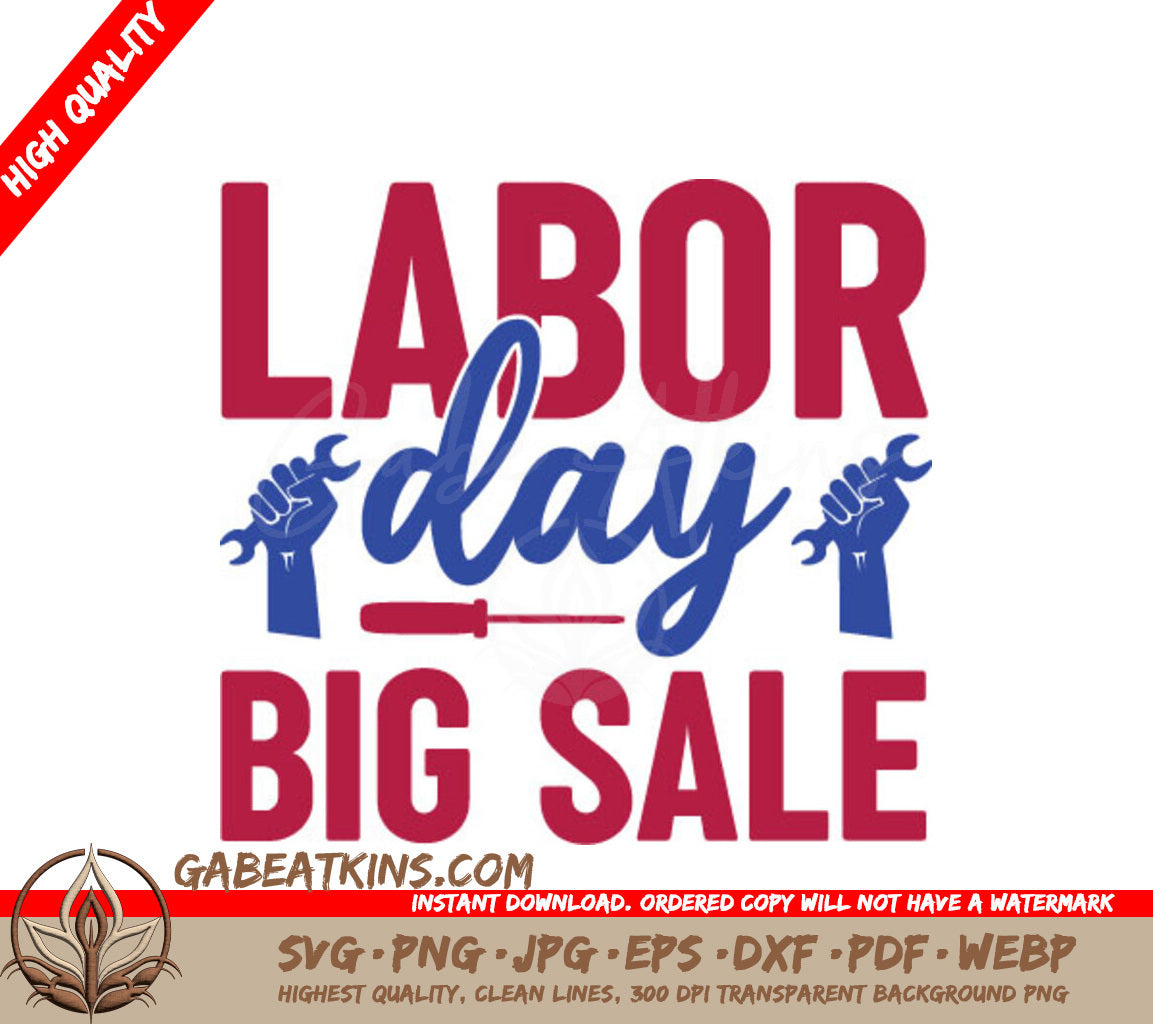 Labor Day Big Sale SVG - Red, White & Blue Sign SVG