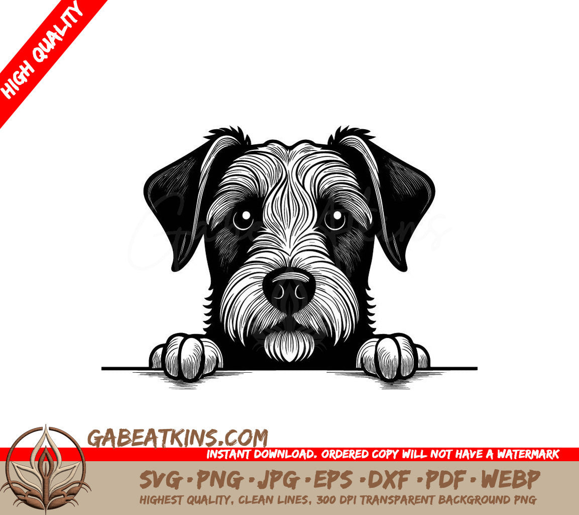 Lakeland Terrier Peeking Over Wall - SVG SVG