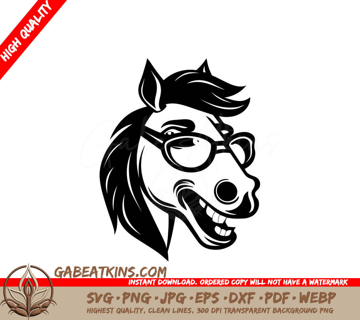A Horse Wearing Glasses SVG - Laughing in the Pasture Finding Joy in Horse Laughter SVG