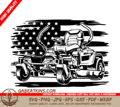 A Lawn Mower With An American Flag In The Background . SVG - Lawn Mower with Flag SVG SVG