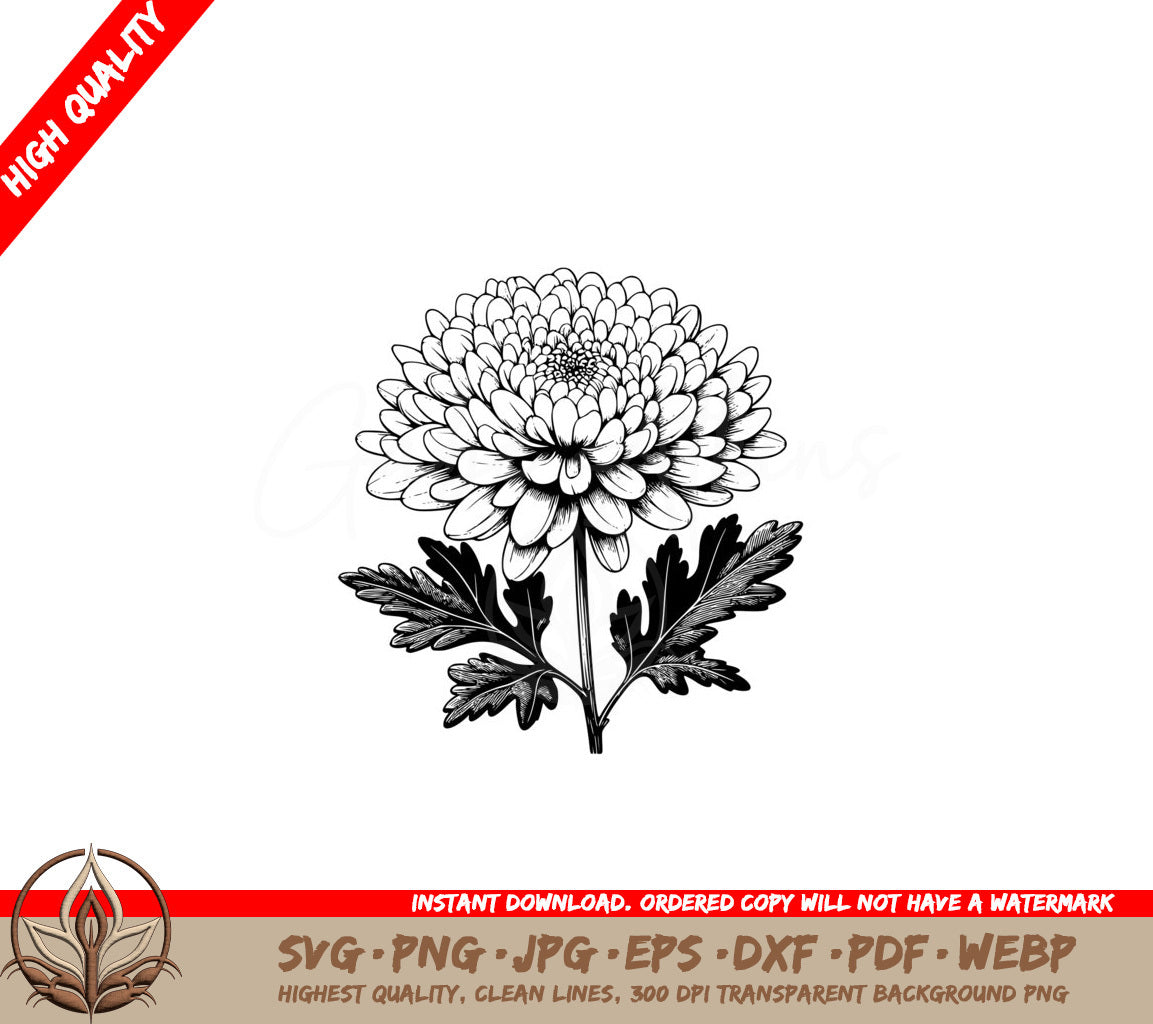 Layered Chrysanthemum Bloom SVG - Digital Product in Various File Formats