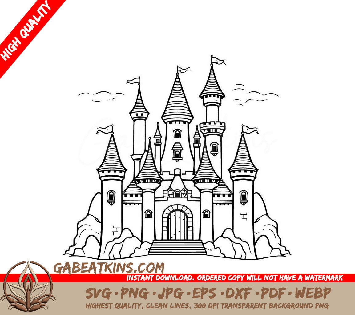 Castle with Birds SVG - Legends of the Moonlit Castle SVG