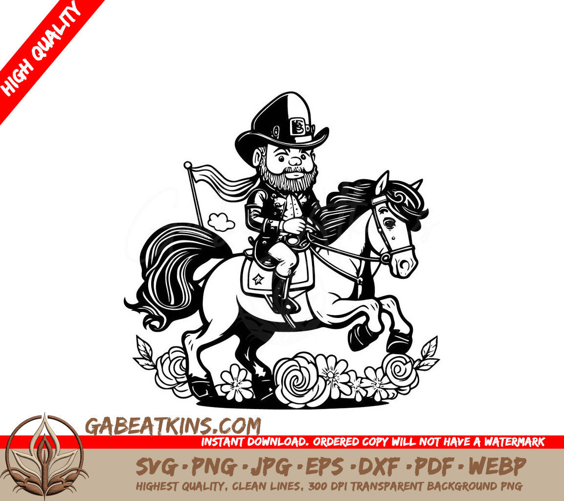 A Leprechaun Riding A Horse SVG - Leprechaun Riding Horse SVG