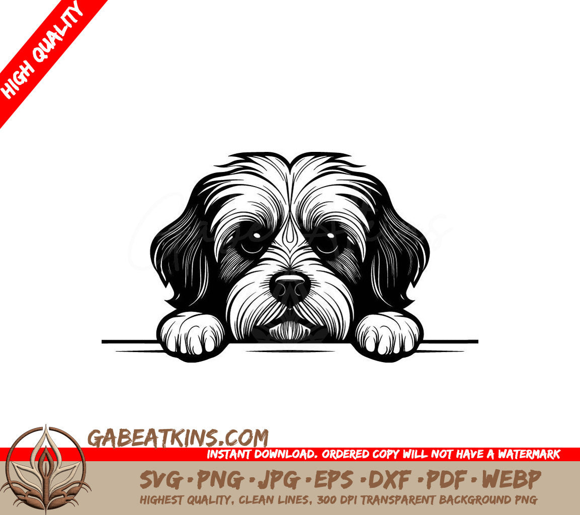 Lhasa Apso Peeking Over Wall - SVG SVG