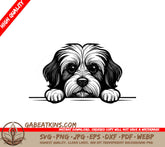 Lhasa Apso Peeking Over Wall -  SVG SVG