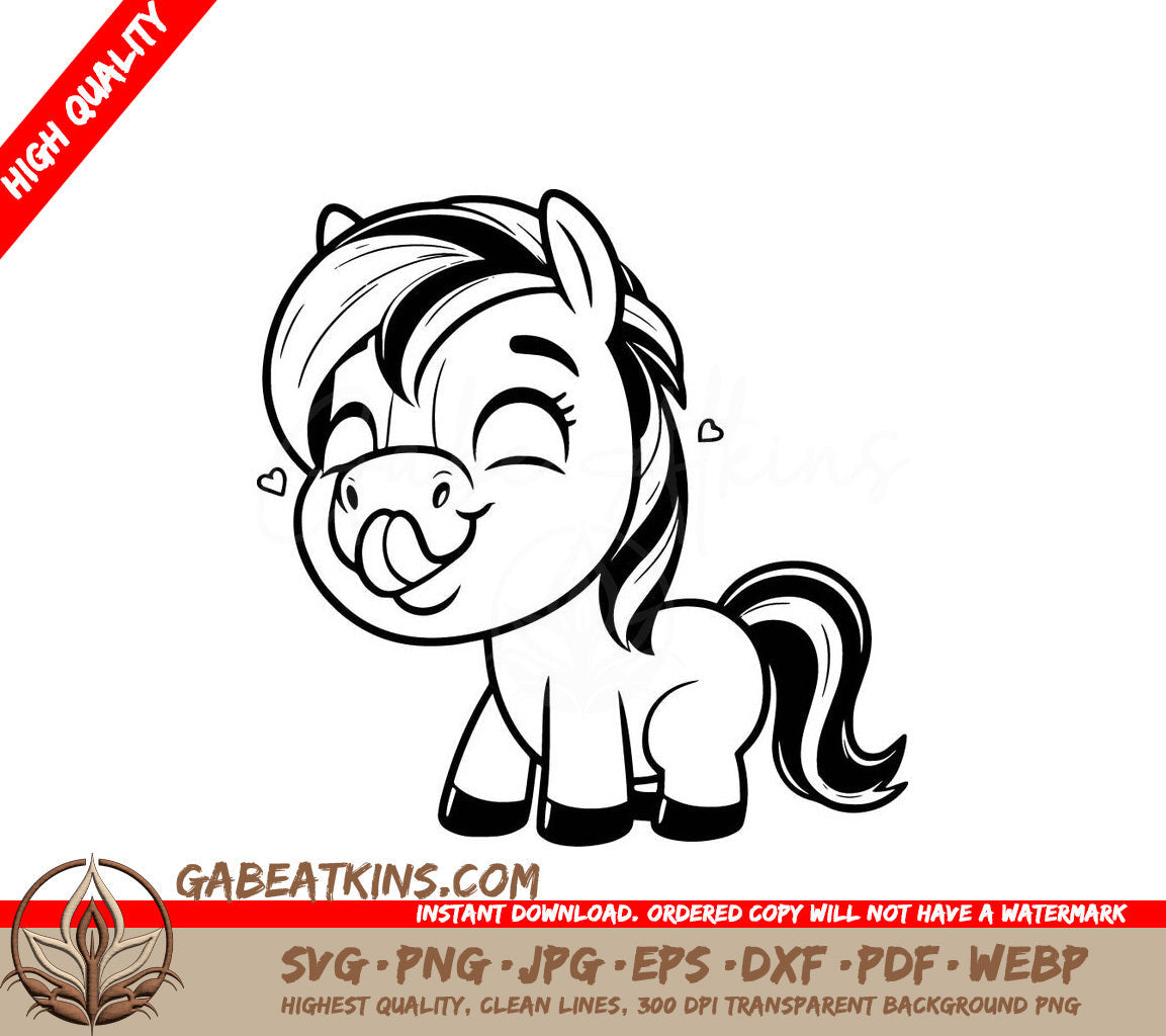 A Horse With Hearts Around It SVG - Licking Horse SVG