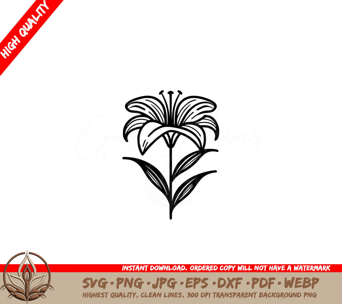 Lily Grace SVG: Digital Product with Multiple File Formats