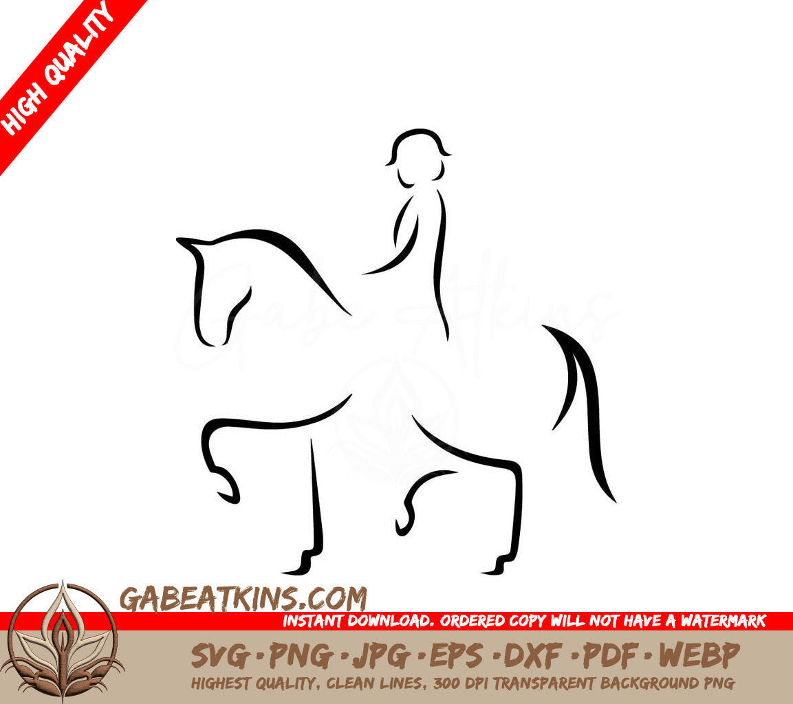 A Person Riding A Horse SVG - Line art horseman logo design SVG