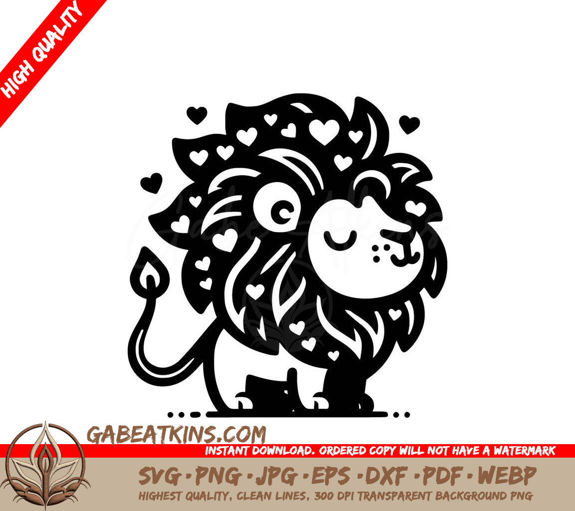 A Lion With Hearts On Its Mane SVG - Lion Love SVG