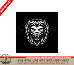 Lion Black and White Vector Illustration SVG