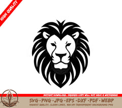 Lion Black and White Vector Illustration SVG